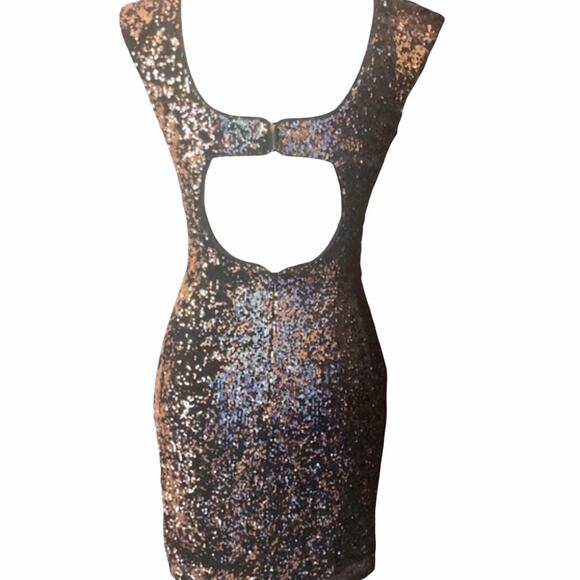 Sean Collection Sequined Fitted Formal Hoco Dress Women's Black Bronze Size 4 - Picture 3 of 6